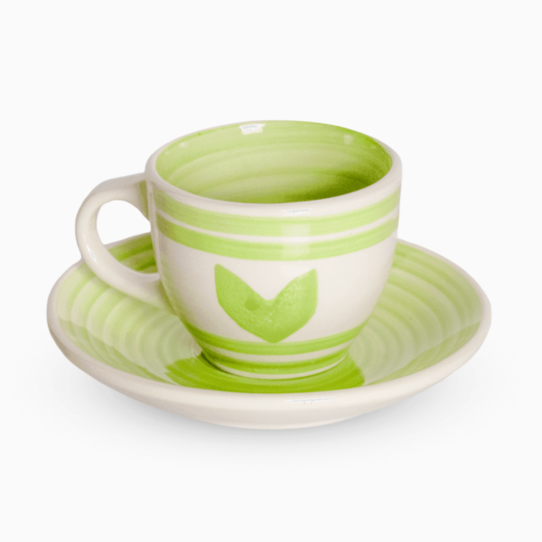 Servizio 6 Tazzine Caffe' In Porcellana E piattino Linea Flower Green Piatti e Tazzine Albalu Bomboniere