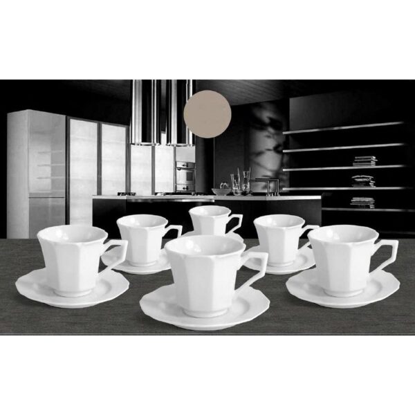 Servizio 6 Tazzine Caffe' In Porcellana E piattino Linea Flower White Piatti e Tazzine Albalu Bomboniere