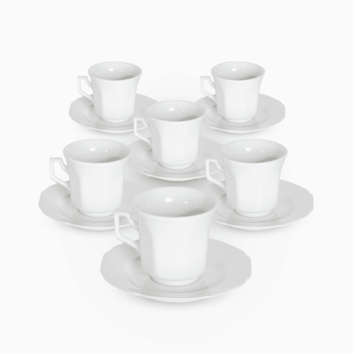 Servizio 6 Tazzine Caffe' In Porcellana E piattino Linea Flower White Piatti e Tazzine Albalu Bomboniere