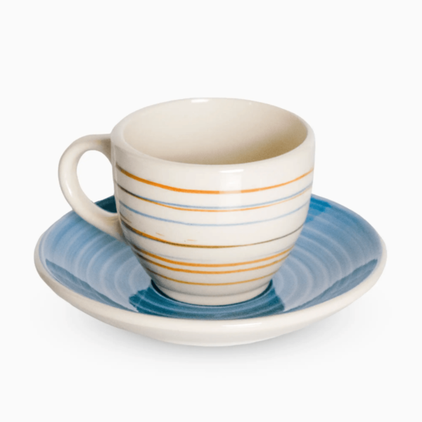 Servizio 6 Tazzine Caffe' In Porcellana E piattino Linea Sand Blue Piatti e Tazzine Albalu Bomboniere