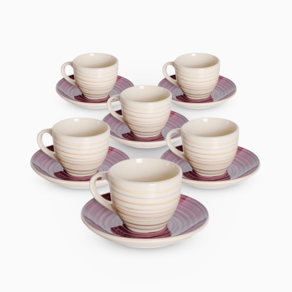 Servizio 6 Tazzine Caffe' In Porcellana E piattino Linea Sand Purple Piatti e Tazzine Albalu Bomboniere