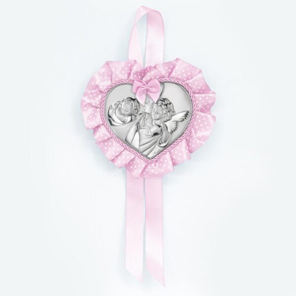 Sopraculla Carillon a Forma di Cuore con Placca in Argento Laminato Angelo con Lanterna
