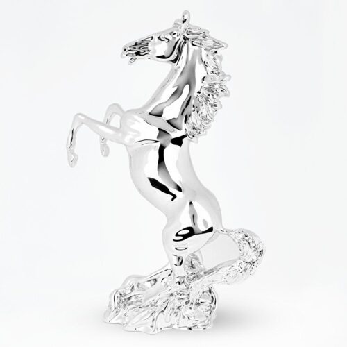 Statua Cavallo Rampante in Resina Argentata Da appoggio Regalo o Arredo Casa Resina Argentata Albalu Bomboniere