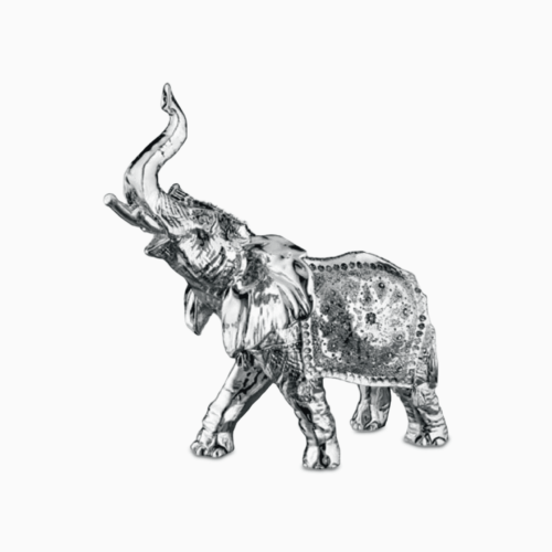 Statuetta Portafortuna in Resina Argentata a Forma di Elefante Indiano Resina Argentata Albalu Bomboniere