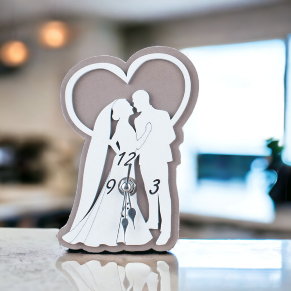 Orologio Sposi Matrimonio da Appoggio in Legno Laccato Bianco e Tortora Orologi Albalu Bomboniere