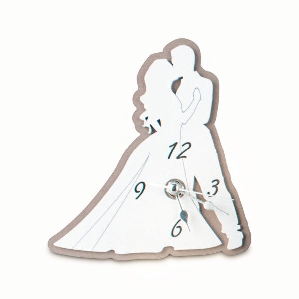 Orologio Sposi Matrimonio da Appoggio in Legno Laccato Bianco e Tortora