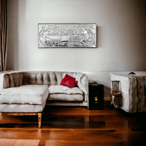 Capezzale Ultima Cena in Argento Laminato con retro legno e Scatola da Regalo Icone Sacre Albalu Bomboniere