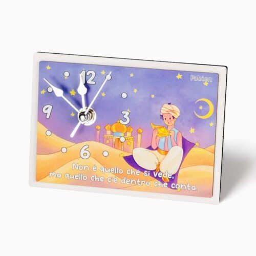 Bomboniera Aladdin Orologio Fiaba in legno con stampa colorata