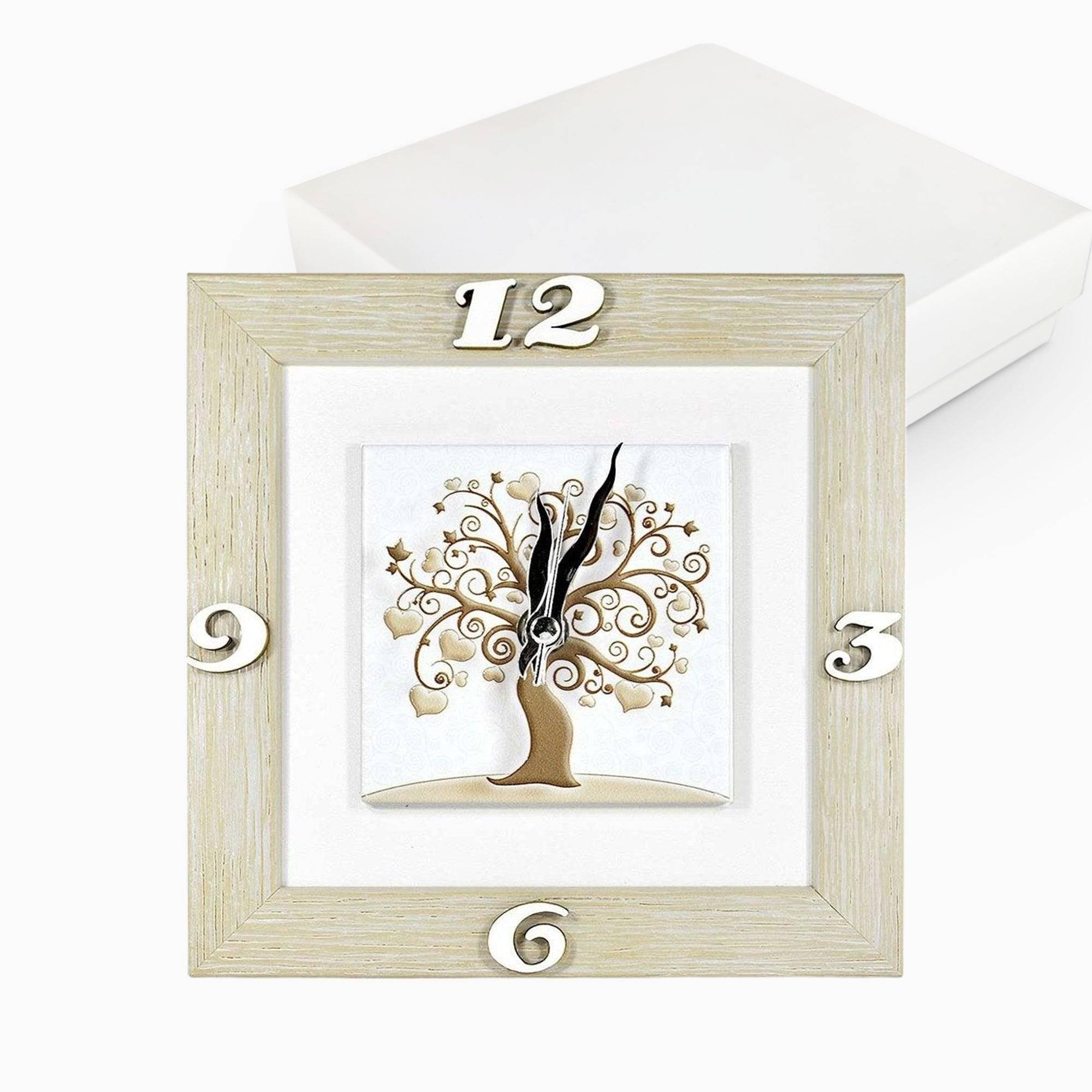 Bomboniera Orologio da Tavolo Albero della Vita con Cornice Tortora Orologi Albalu Bomboniere