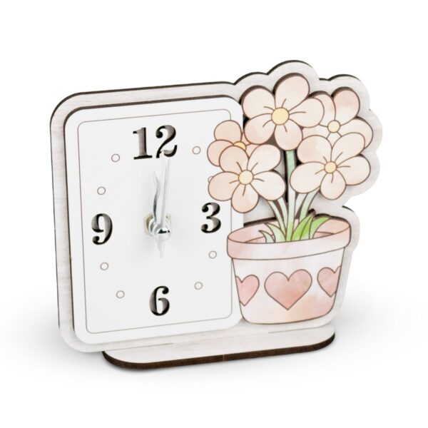 Bomboniera Orologio Fiori in Vaso Sagomato Bianco in Legno Orologi Albalu Bomboniere