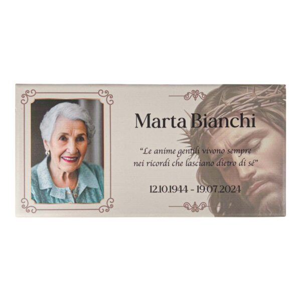 Targa commemorativa defunti per lapide con Gesù