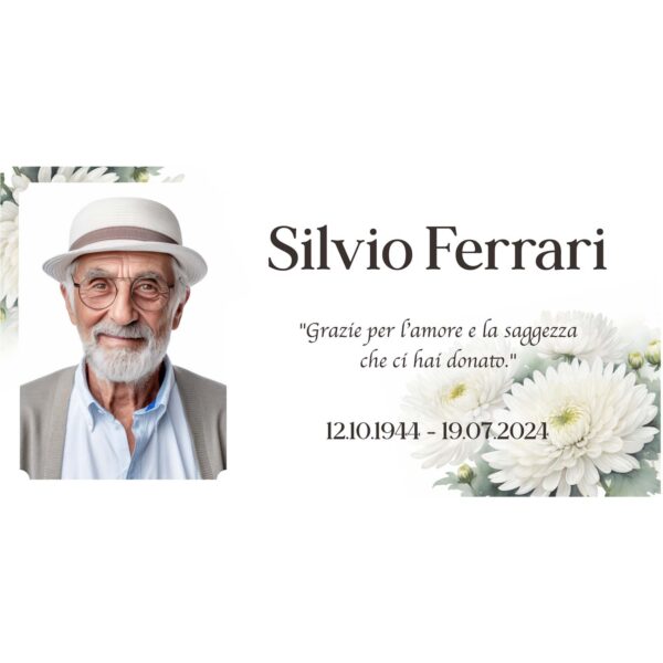 Targa commemorativa defunti per lapide crisantemi