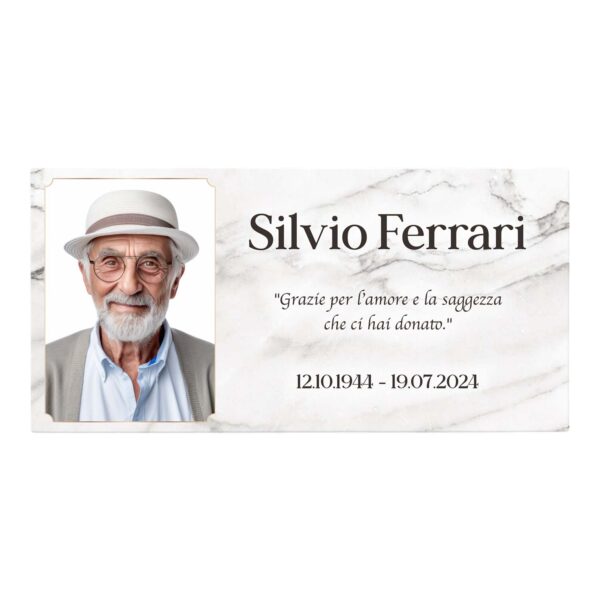 Targa commemorativa defunti per lapide effetto marmo