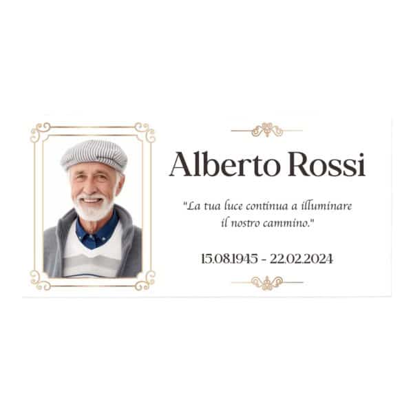 Targa commemorativa defunti per lapide profilo oro