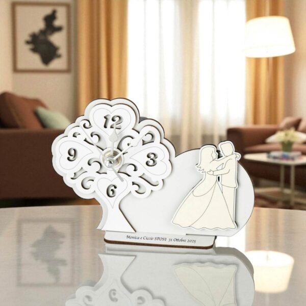 Orologio Albero della vita Matrimonio con Applicazioni Sposi che Ballano Personalizzata con nome e data Matrimonio