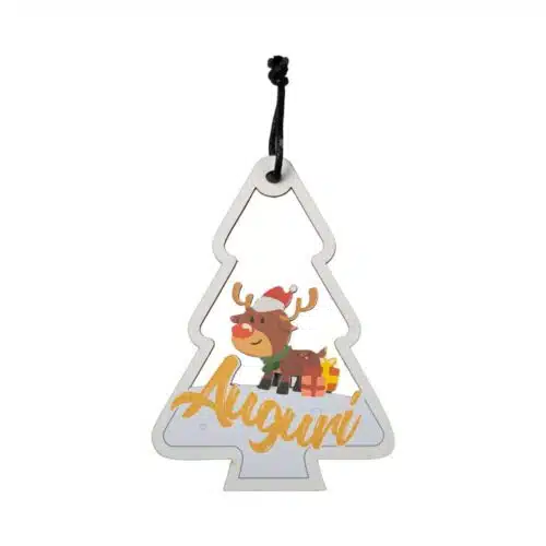 Decorazione Albero di Natale Pendaglio Auguri con Renna