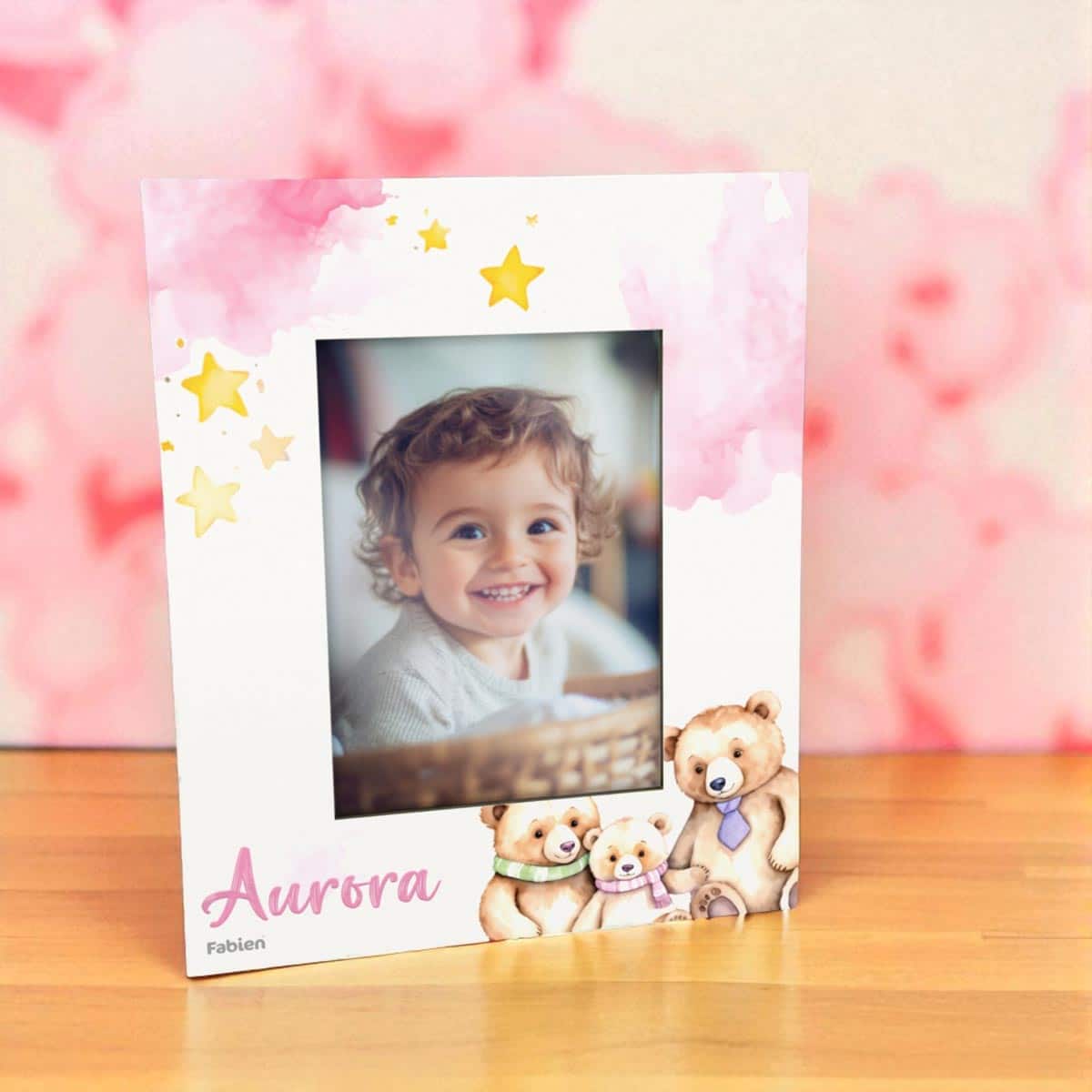 Portafoto in legno personalizzato con Orsi