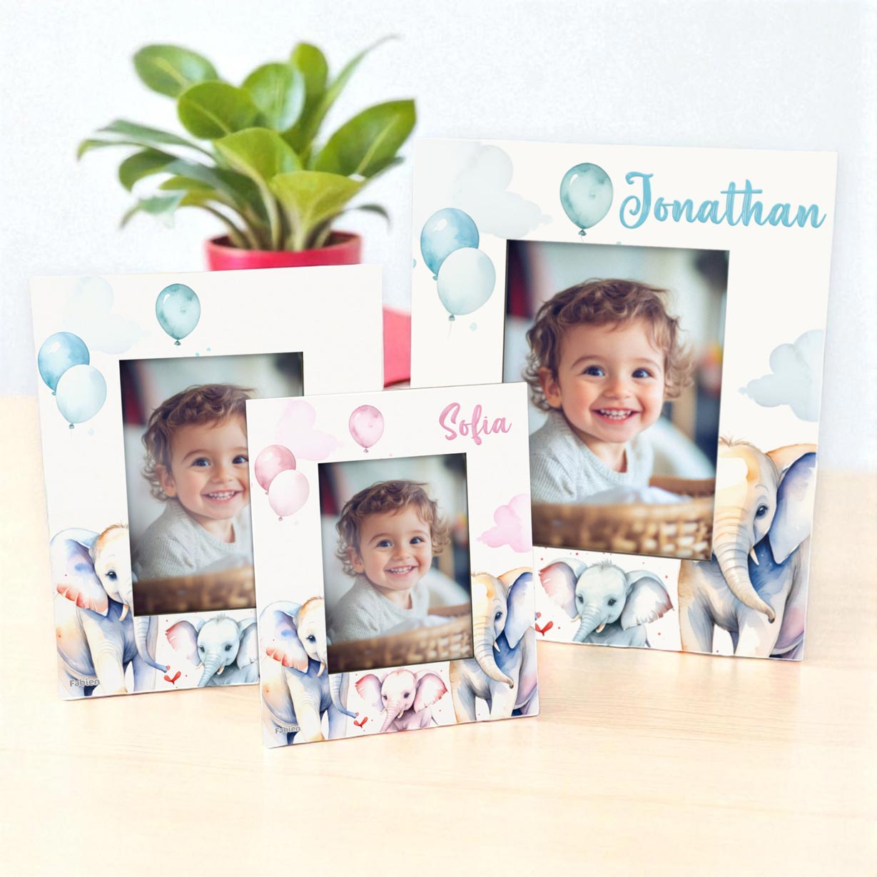 Portafoto in legno personalizzato con Elefanti