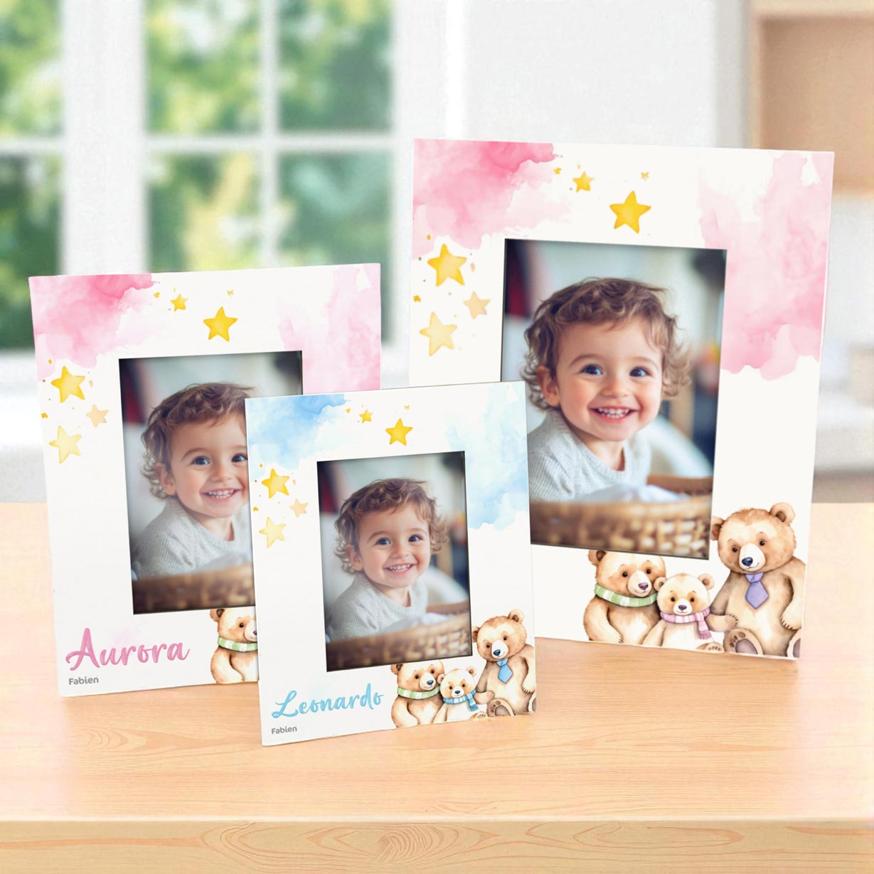 Portafoto in legno personalizzato con Orsi