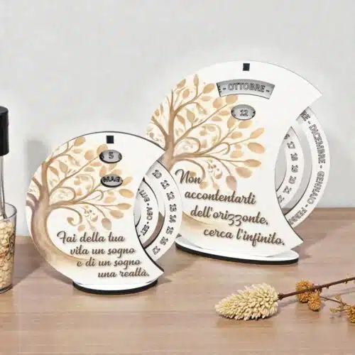 Bomboniera calendario perpetuo albero della vita personalizzabile per battesimo, comunione, cresima e matrimonio