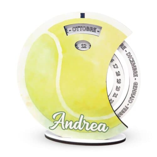 Bomboniera Calendario Perpetuo in Legno Tennis