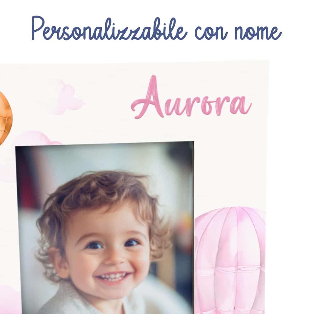 Portafoto in legno personalizzato con Mongolfiere