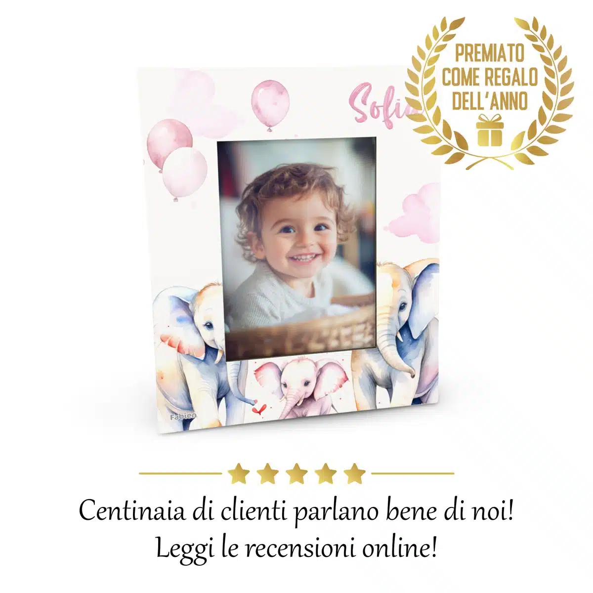 Portafoto in legno personalizzato con Elefanti