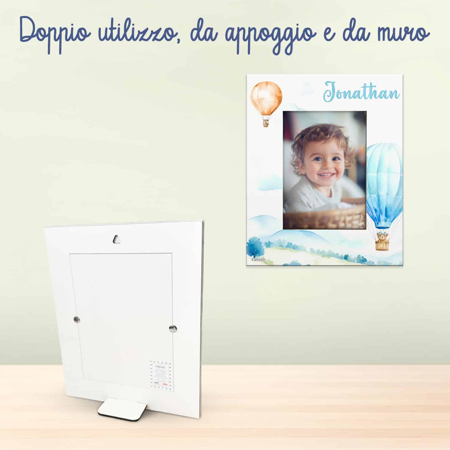 Portafoto in legno personalizzato con Mongolfiere