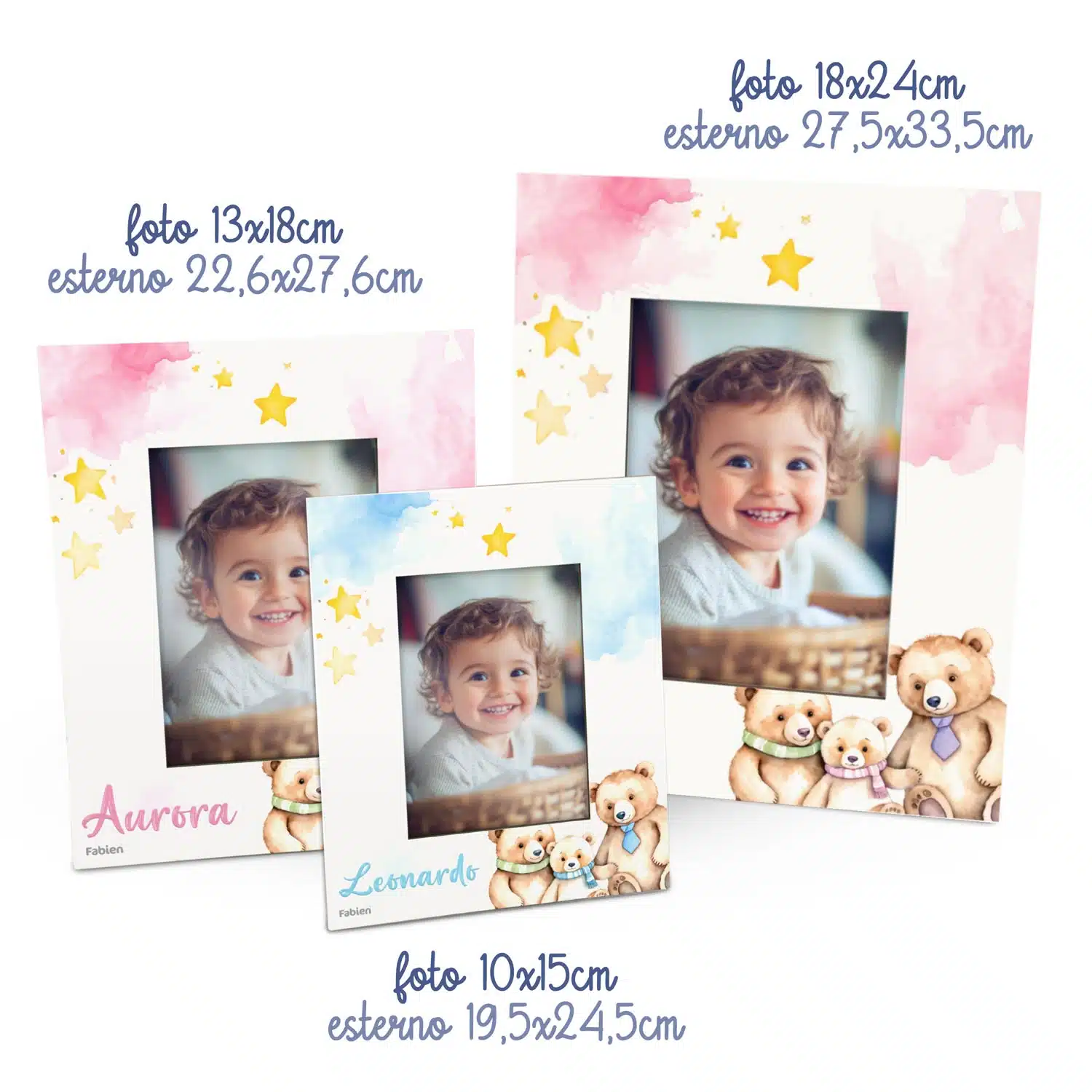 Portafoto in legno personalizzato con Orsi