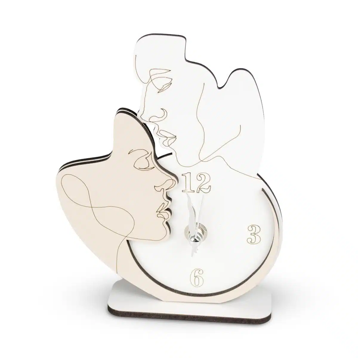 Bomboniera Orologio Coppia Visi in Legno