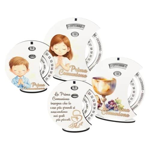Bomboniera Calendario Perpetuo Prima Comunione per bimbo e bimba