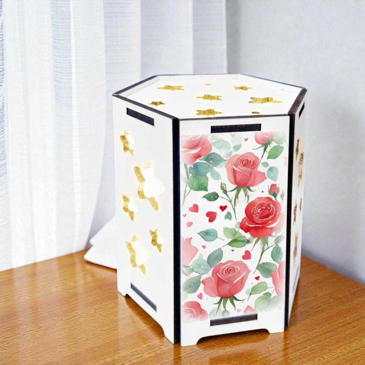 Bomboniera Lampada Esagonale con Fiori