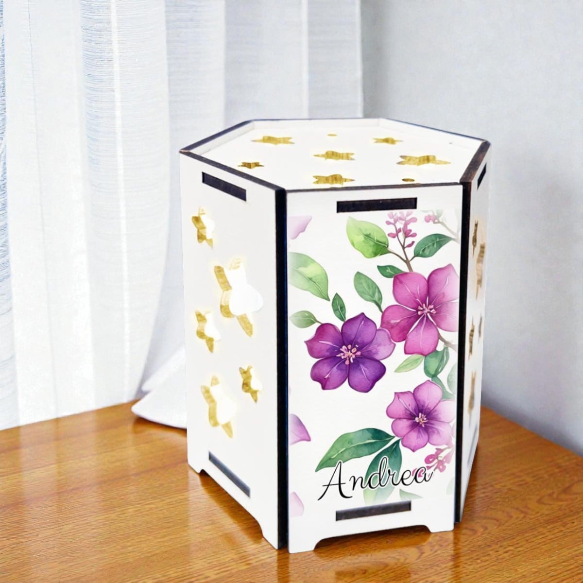 Bomboniera Lampada Esagonale con Fiori