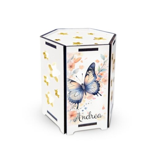 Bomboniera Lampada Esagonale con Farfalle
